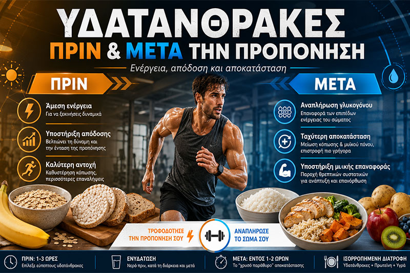 Υδατάνθρακες πριν και μετά την προπόνηση