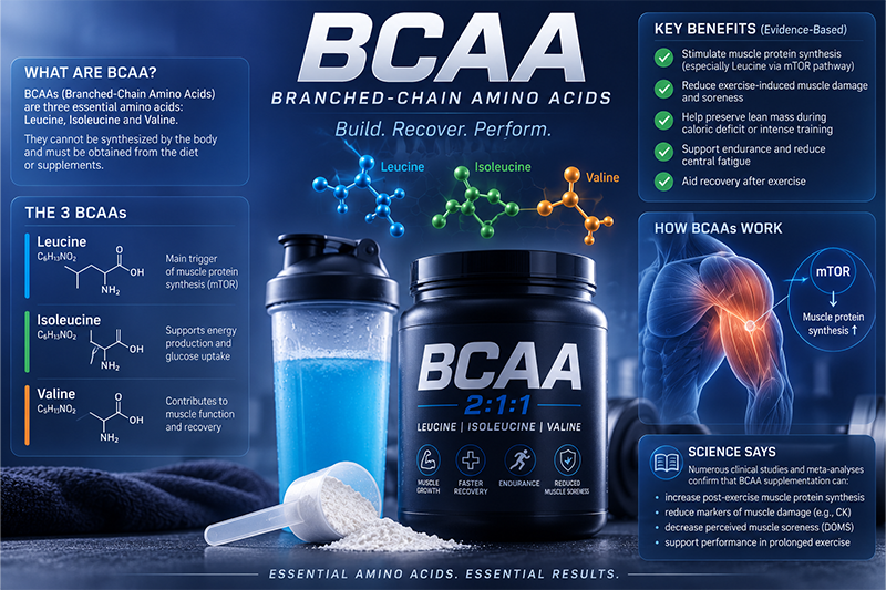 BCAA: Πότε να Λαμβάνονται, Δοσολογία, Αναλογία και Παρενέργειες