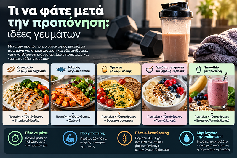 Τι να φάτε μετά την προπόνηση: ιδέες γευμάτων