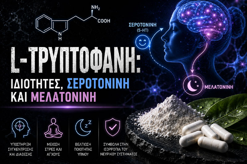 L‑Τρυπτοφάνη: Ιδιότητες, Σεροτονίνη και Μελατονίνη
