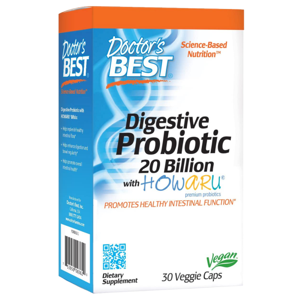 Doctors Best Digestive Probiotic 20 Billion With Howaru 30 VCaps