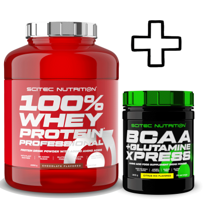 Whey Isolate Scitec Nutrition 100% Whey Protein Professional 2350g + BCAA + Glutamine Xpress 300g