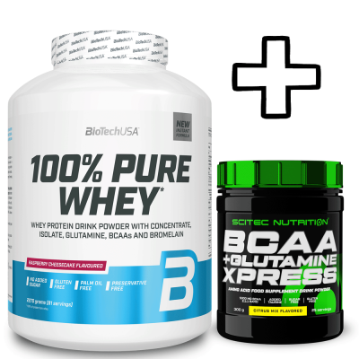    BioTech USA 100% Pure Whey 2270g + Scitec Nutrition BCAA + Glutamine Xpress 300g