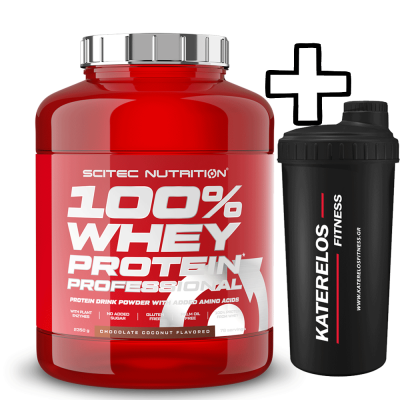Scitec Nutrition 100% Whey Protein Professional 2350g + (ΔΩΡΟ) Katerelos Fitness Shaker 700ml