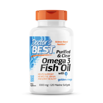 Doctor's Best Purified & Clear Omega 3 Fish Oil 1000mg  120 Marine Softgels