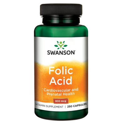 Καρδιά και Χοληστερίνη Swanson Folic Acid 800mcg 250 Caps