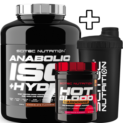 Proteins Scitec Nutrition Anabolic Iso+Hydro 2350g + Scitec Nutrition Hot Blood Hardcore 375g + Shaker 700ml