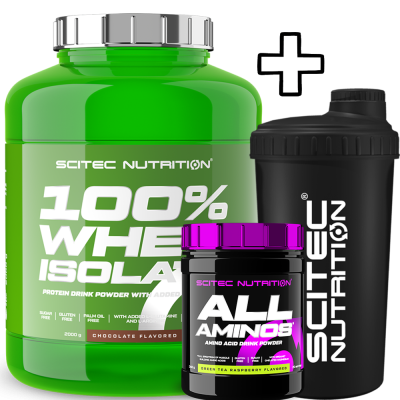 Bestseller Products Scitec Nutrition 100% Whey Isolate 2000g + Scitec Nutrition All Aminos 340g + Shaker 700ml