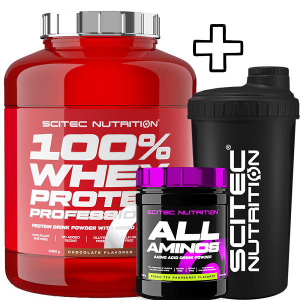 Scitec Nutrition 100% Whey Protein Professional 2350g + Scitec Nutrition All Aminos 340g + Shaker 700ml