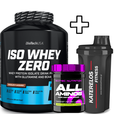 Bestseller Products BioTech USA Iso Whey Zero 2270g + Scitec Nutrition All Aminos 340g + Katerelos Fitness Shaker 700ml