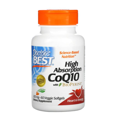 Doctor's Best High Absorption CoQ10 with BioPerine 200mg 60 Veggie Softgels