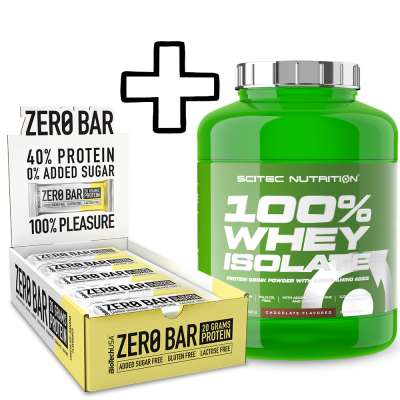 Proteins Scitec Nutrition 100% Whey Isolate 2000g + BioTech USA Zero Bar 20 x 50g