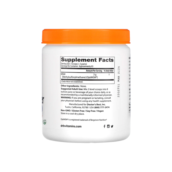 Doctors Best MSM With OptiMSM Vegan Powder 250g