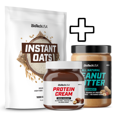  - BioTech USA Instant Oats 1000g + BioTech USA Peanut Butter 400g + BioTech USA Protein Cream 400g