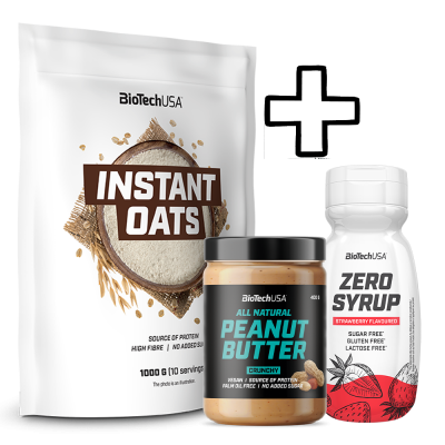 BioTech USA Instant Oats 1000g + BioTech USA Peanut Butter 400g + BioTech USA Zero Syrup 320ml