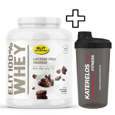 Whey Isolate Elit Nutrition 100% Whey Isolate Lactose Free 2000g + () Katerelos Fitness Shaker 700ml