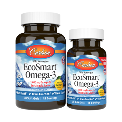 Essential Fat Carlson Labs EcoSmart Omega-3 1000mg 90 + 30 Softgels