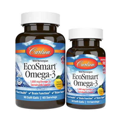 Athlete's Health Carlson Labs EcoSmart Omega-3 1000mg 90 + 30 Softgels