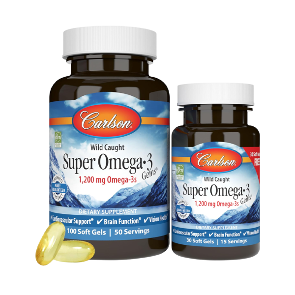 Carlson Labs Norwegian Super Omega-3 Gems 1200mg 100 +30 Softgels