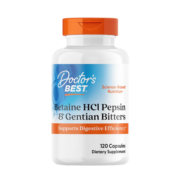 Doctors Best Betaine HCl Pepsin & Gentian Bitters 120 Caps