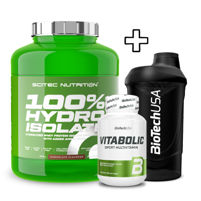 Scitec Nutrition 100% Hydro Isolate 2000g + (ΔΩΡΟ) BioTech USA Vitabolic 30 Tabs + BioTech USA Wave Shaker 600ml