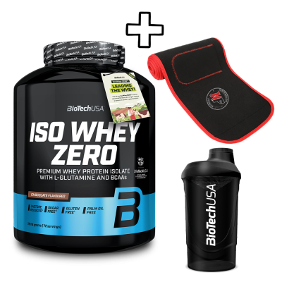 BioTech USA Iso Whey Zero 1816g + Katerelos Fitness Ζώνη Αδυνατίσματος - Εφίδρωσης 130cm x 26.50cm x 5mm + BioTech USA Wave Shaker 600ml