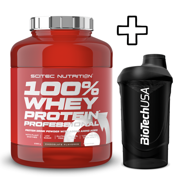 Scitec Nutrition 100% Whey Protein Professional 2350g + (ΔΩΡΟ) BioTech USA Wave Shaker 600ml