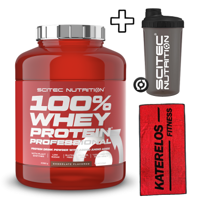 Πρωτεΐνες Scitec Nutrition 100% Whey Protein Professional 2350g + Katerelos Fitness Αθλητική Πετσέτα 100x50cm + Scitec Nutrition Shaker 700ml