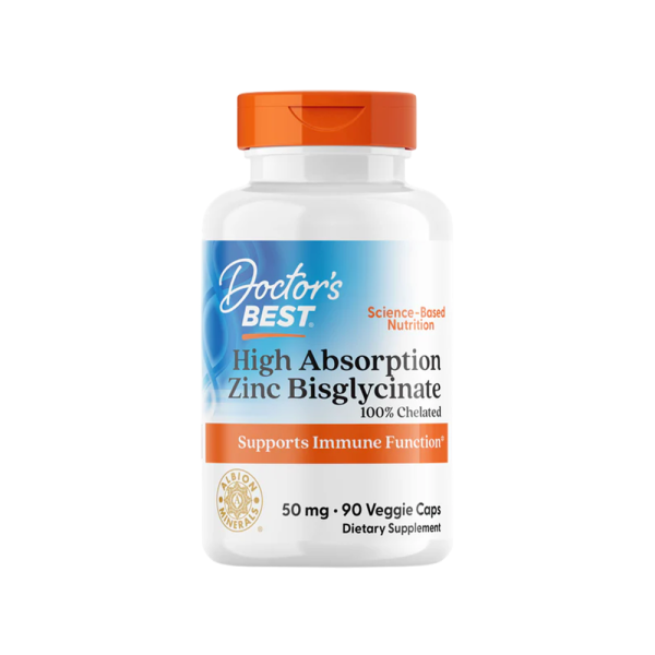 Doctor’s Best High Absorption Zinc Bisglycinate 50mg 90 VCaps