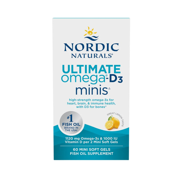 Nordic Naturals Ultimate Omega-D3 Minis 1120mg Lemon 60 Mini Softgels