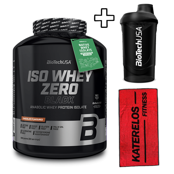 BioTech USA Iso Whey Zero Black 1816g + (ΔΩΡΟ) + Katerelos Fitness Αθλητική Πετσέτα 100x50cm + BioTech USA Wave Shaker 600ml