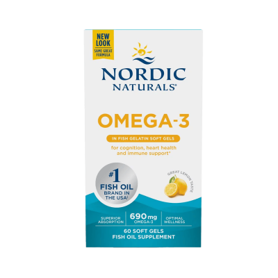 Omega-3 Nordic Naturals Omega-3 690mg Fish Gelatin Lemon 60 Softgels