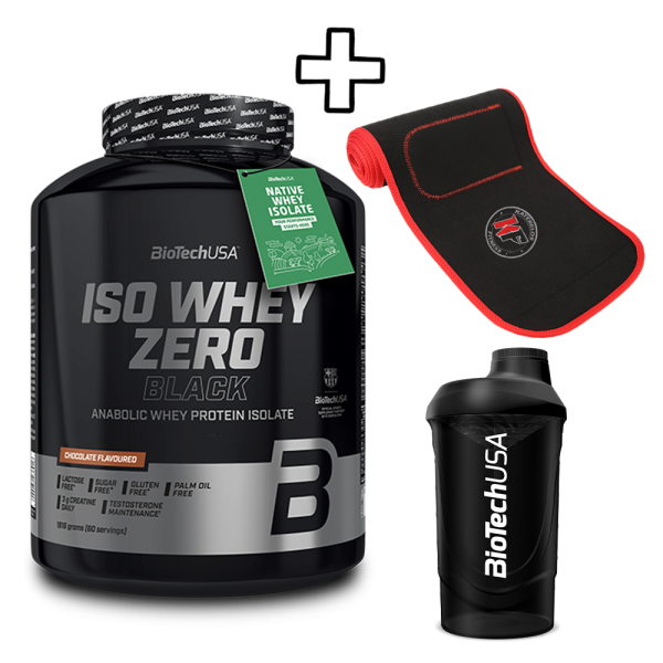 BioTech USA Iso Whey Zero Black 1816g + (ΔΩΡΟ) + Katerelos Fitness Ζώνη Αδυνατίσματος - Εφίδρωσης 130cm x 26.50cm x 5mm + BioTech USA Wave Shaker 600ml