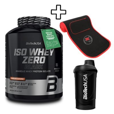 Συμπληρωματα διατροφης BioTech USA Iso Whey Zero Black 1816g + (ΔΩΡΟ) + Katerelos Fitness Ζώνη Αδυνατίσματος - Εφίδρωσης 130cm x 26.50cm x 5mm + BioTech USA Wave Shaker 600ml