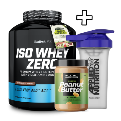 Συμπληρωματα διατροφης BioTech USA Iso Whey Zero 1816g + Scitec Nutrition Peanut Butter 400g + Applied Nutrition Shaker 700ml