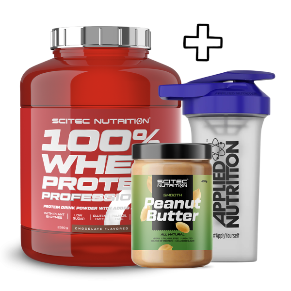 Scitec Nutrition 100% Whey Protein Professional 2350g + Scitec Nutrition Peanut Butter 400g + Applied Nutrition Shaker 700ml