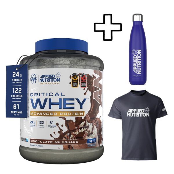 Applied Nutrition Critical Whey 2000g + Applied Nutrition T-Shirt + Applied Nutrition Stainless Steel Flask 500ml