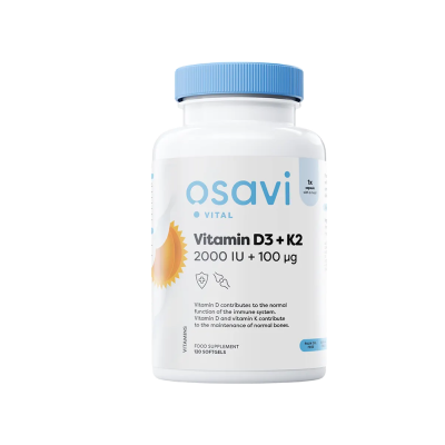 Συμπληρωματα διατροφης Osavi Vitamin D3 + K2 2000IU 100mcg 120 Softgels