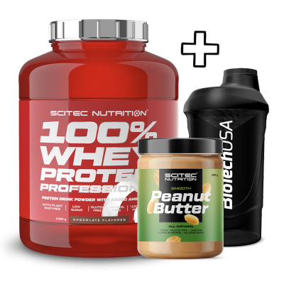 Scitec Nutrition 100% Whey Protein Professional 2350g + (ΔΩΡΟ) Scitec Nutrition Peanut Butter 400g + BioTech USA Wave Shaker 600ml