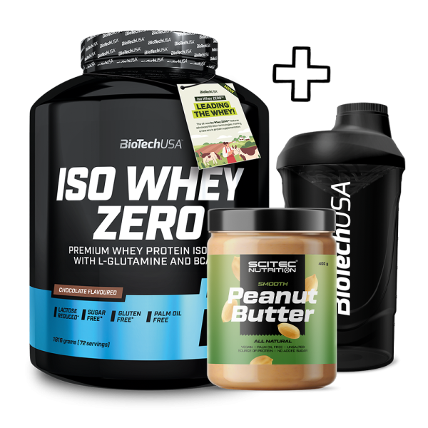 BioTech USA Iso Whey Zero 1816g + (ΔΩΡΟ) Scitec Nutrition Peanut Butter 400g + BioTech USA Wave Shaker 600ml