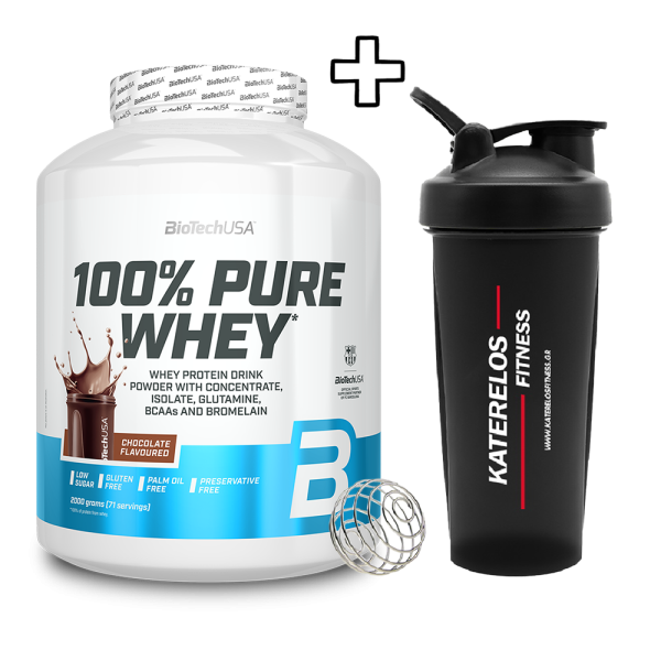 BioTech USA 100% Pure Whey 2000g + (ΔΩΡΟ) Katerelos Fitness Shaker 600ml