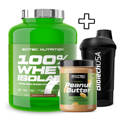 Απομονωμένος Ορός Γάλακτος Scitec Nutrition 100% Whey Isolate 1816g + (ΔΩΡΟ) Scitec Nutrition Peanut Butter 400g + BioTech USA Wave Shaker 600ml