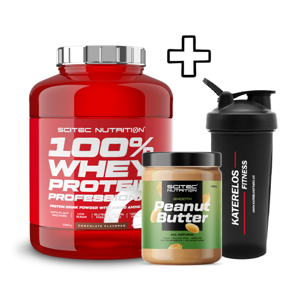 Scitec Nutrition 100% Whey Protein Professional 1816g + (ΔΩΡΟ) Katerelos Fitness Shaker 600ml + Scitec Nutrition Peanut Butter 400g