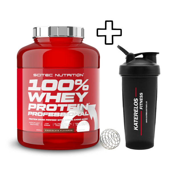 Scitec Nutrition 100% Whey Protein Professional 1816g + (ΔΩΡΟ) Katerelos Fitness Shaker 600ml