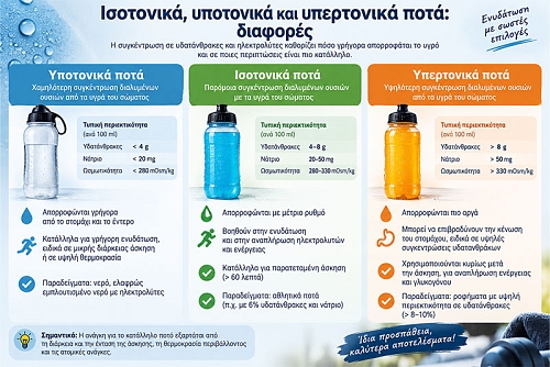 Ισοτονικά, υποτονικά και υπερτονικά ποτά: διαφορές