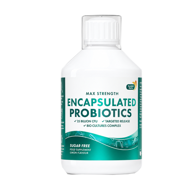 Swedish Nutra Max Strength Encapsulated Probiotics 25 Billion Sugar Free 500ml