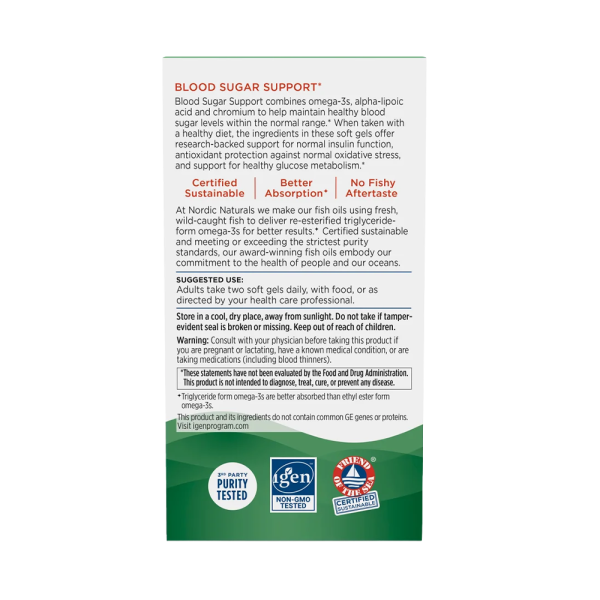 Nordic Naturals Omega Blood Sugar 896mg Lemon 60 Softgels