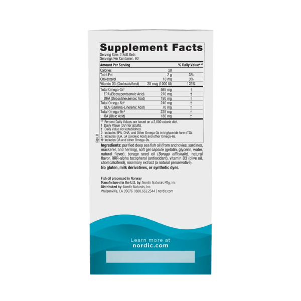 Nordic Naturals Complete Omega-D3 565mg Lemon 120 Softgels