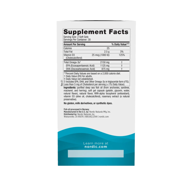 Nordic Naturals Ultimate Omega-D3 2X 2150mg Lemon 60 Softgels
