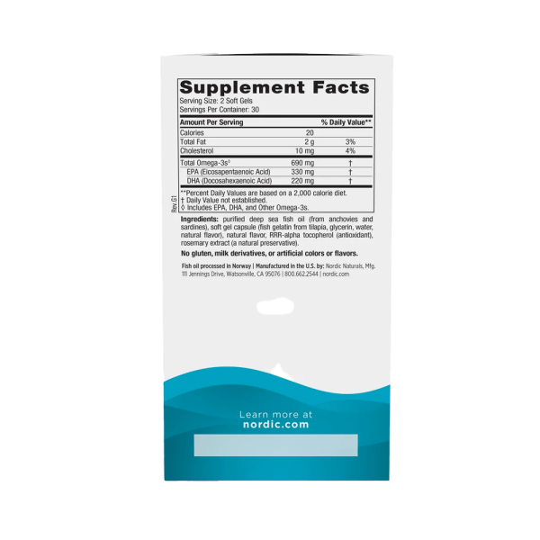 Nordic Naturals Omega-3 690mg Fish Gelatin Lemon 60 Softgels